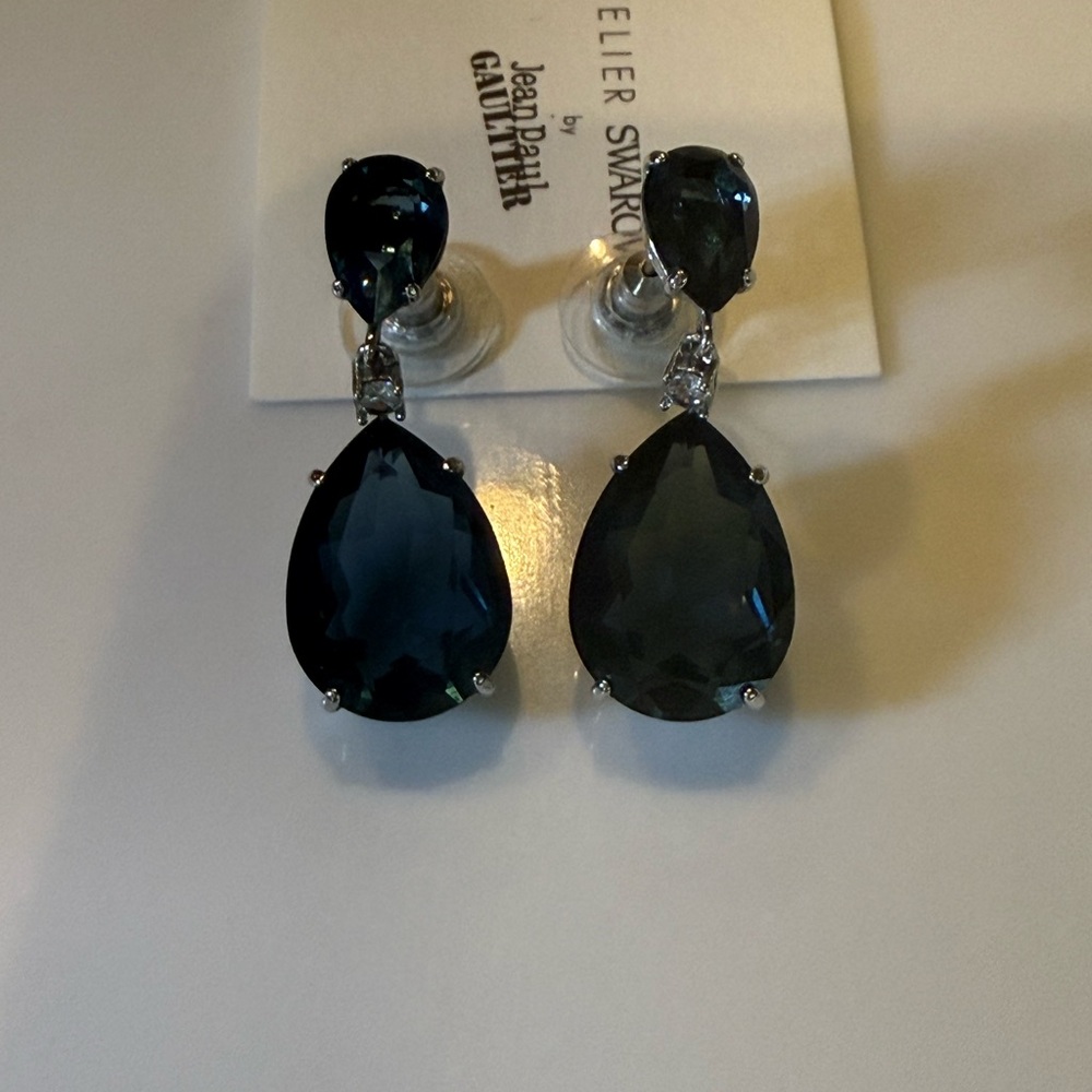 Swarovski Dark Blue Teardrop Earrings